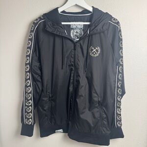 Dixxon Flannel Co. Waterfront Men's Black & White Hooded Windbreaker Jacket Sz M